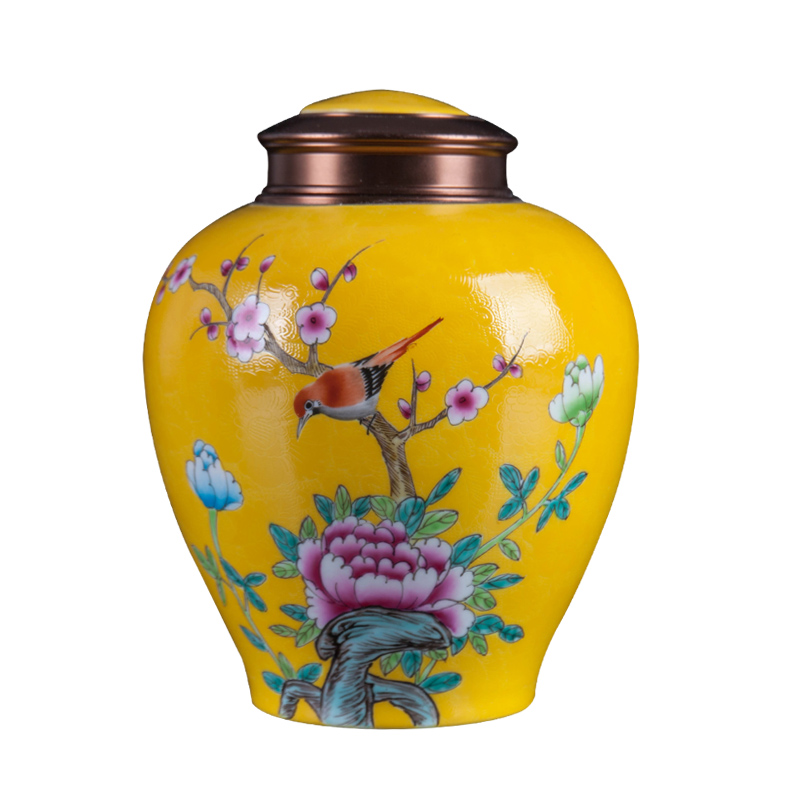 I and contracted jingdezhen ceramics colored enamel painting of flowers and tea storage tank teahouse tea as cans accessories furnishing articles