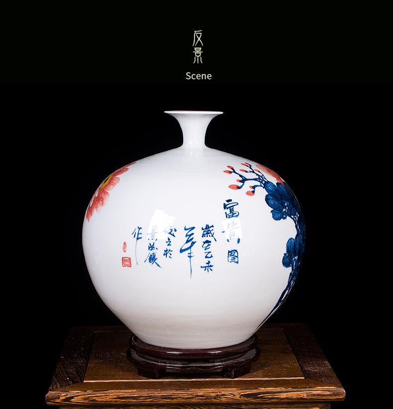 Jingdezhen blue and white peony vases, I and contracted hand - made ceramics decoration furnishing articles modern Chinese style living room