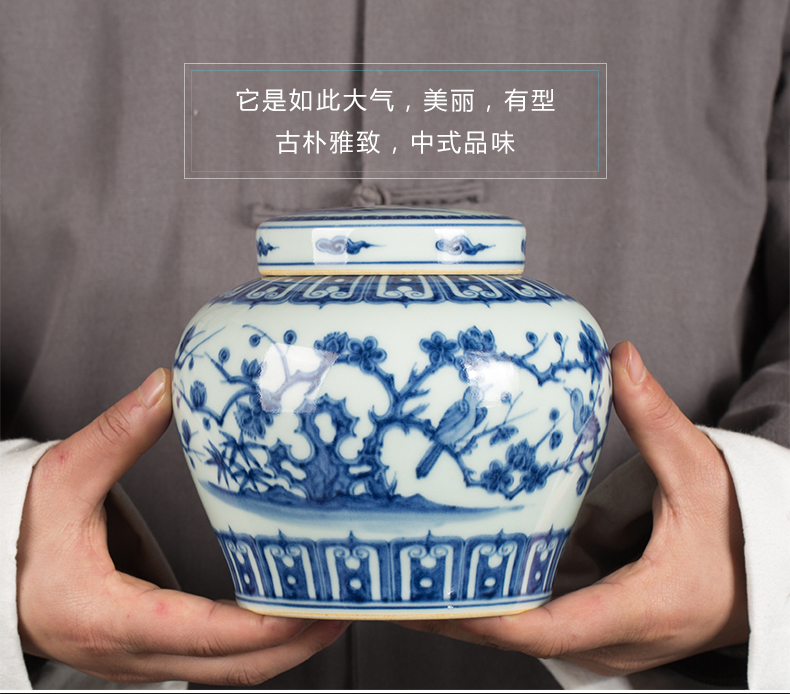 Jingdezhen ceramic antique maintain blue and white porcelain painting of flowers and days word can save POTS furnishing articles home tea POTS