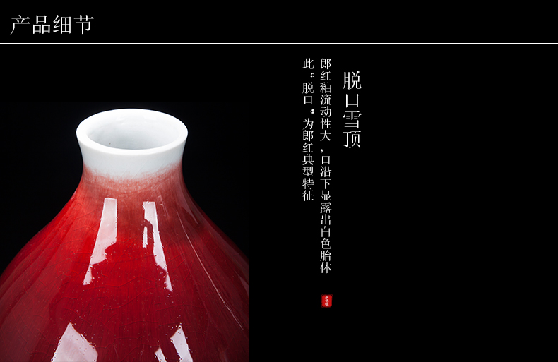 Jingdezhen ceramic new Chinese style ruby red bottle gourd bottle decoration place to live in the living room beside the TV ark, porcelain decoration