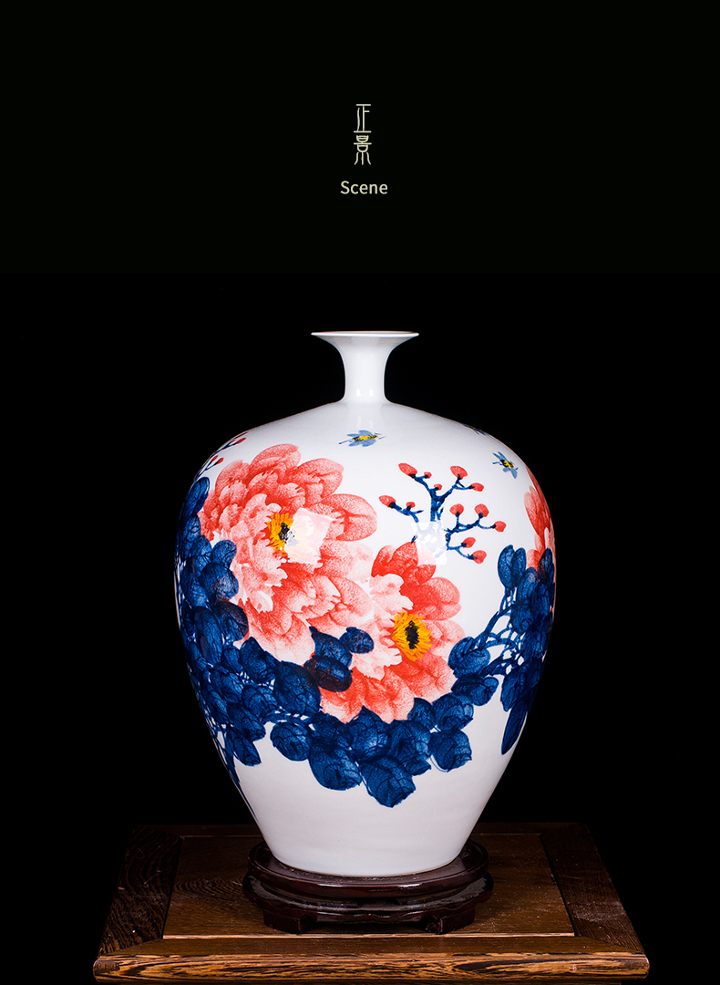 Jingdezhen blue and white peony vases, I and contracted hand - made ceramics decoration furnishing articles modern Chinese style living room