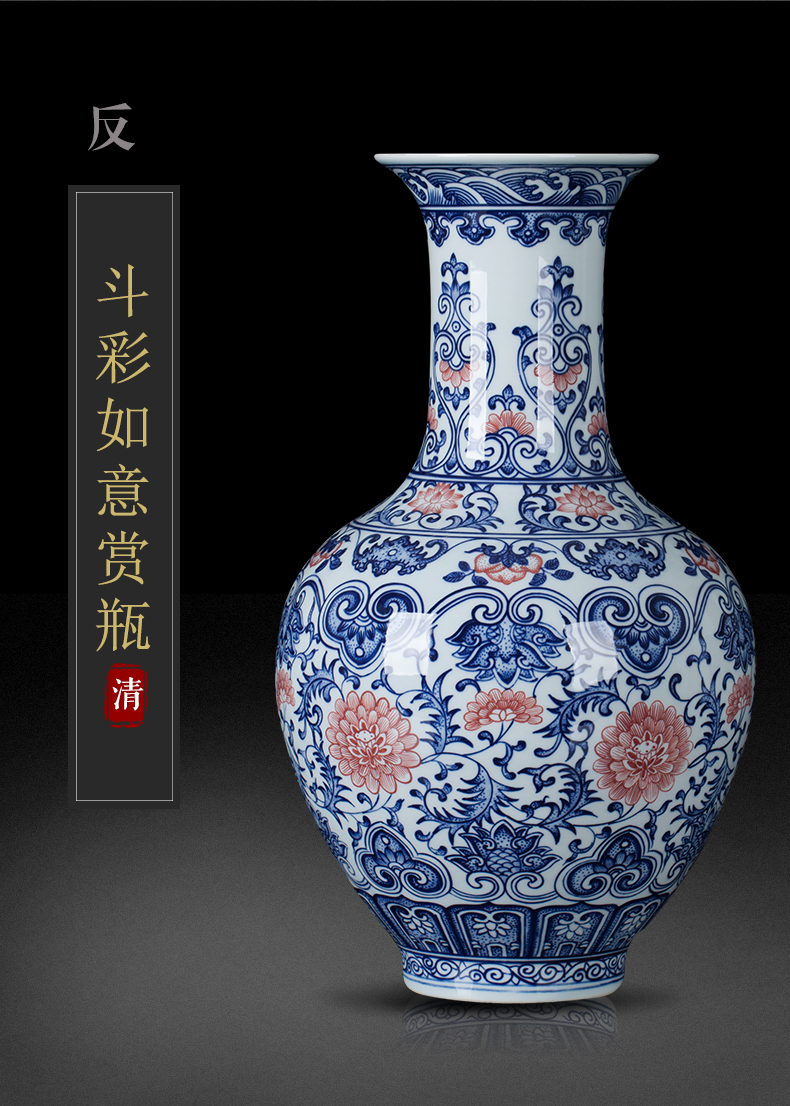 New Chinese style is I sitting room adornment furnishing articles of blue and white porcelain of jingdezhen ceramic contracted household flower vase