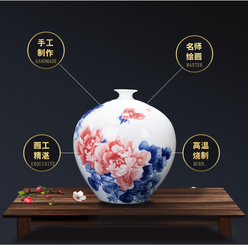 Scene rhyme jas in jingdezhen ceramic hand - made peony vase decoration place to live in the sitting room porch porcelain