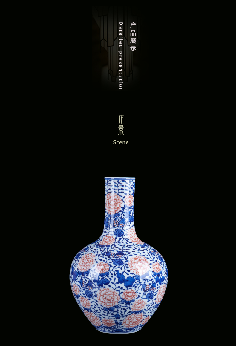 I and contracted blue and white porcelain of jingdezhen ceramics youligong home sitting room flower vase peony vase furnishing articles