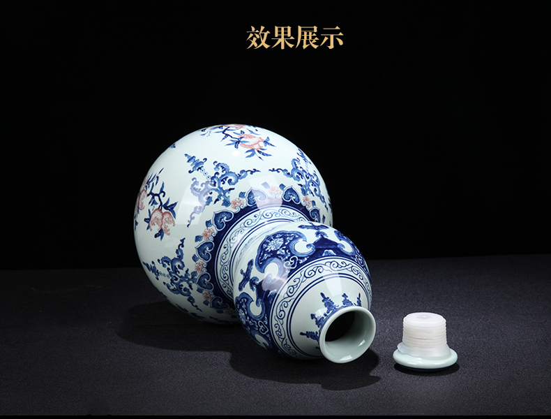 Jingdezhen ceramic youligong bottle gourd bottle home sitting room porch of blue and white porcelain vase decoration furnishing articles