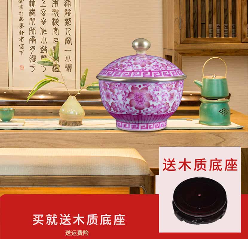 Jingdezhen ceramic home decorations around the study branch lotus tureen I and contracted sitting room porcelain craft gift