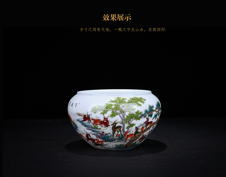 Jingdezhen ceramic sitting room porch the deer statute of writing brush washer of the study of new Chinese style household porcelain decoration arts and crafts