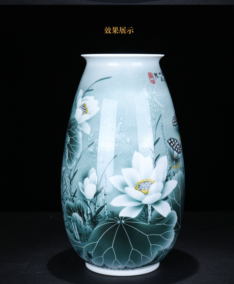 Jingdezhen ceramic Chinese vase fish happy place to live in the sitting room porch flower arranging porcelain gifts