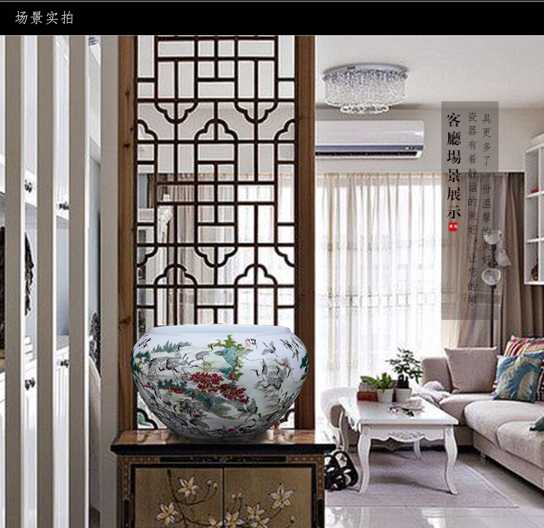 Jingdezhen ceramic I and contracted hand - made the crane figure furnishing articles writing brush washer decorative porcelain decoration in the sitting room desk