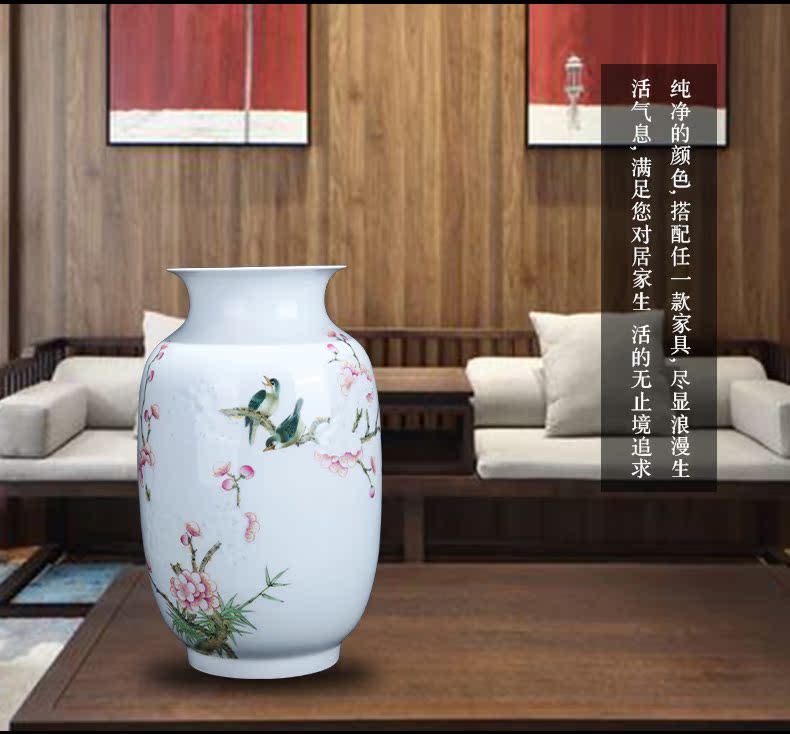 New Chinese style of jingdezhen ceramics pervious to light the name plum and the bamboo harbinger sitting room xuan porcelain vase household adornment furnishing articles