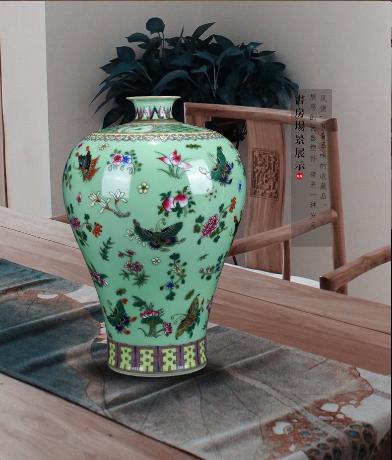 Jingdezhen ceramic vases, hand - made pastel name plum bottle of new Chinese style household furnishing articles sitting room porch porcelain arts and crafts