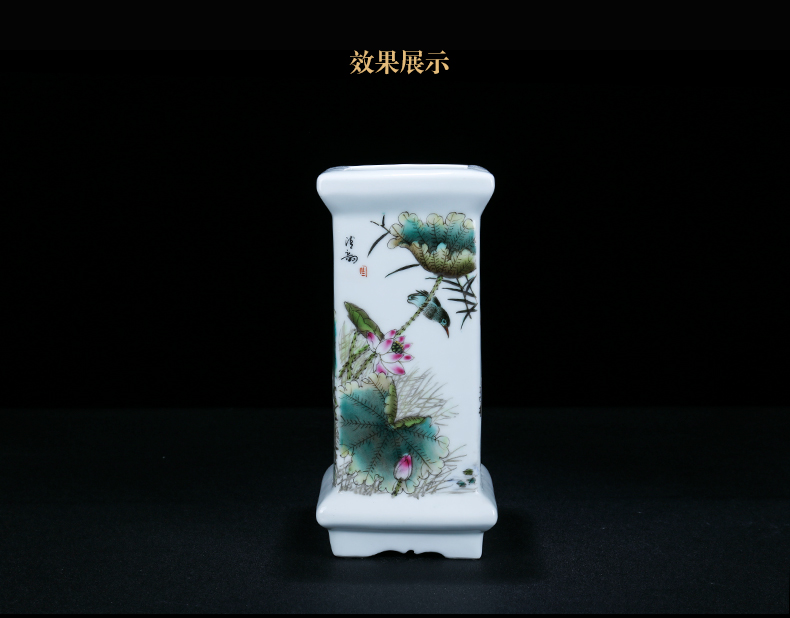 Jingdezhen ceramic manual charactizing a fine spring day square bottle decoration of new Chinese style living room a study vase furnishing articles