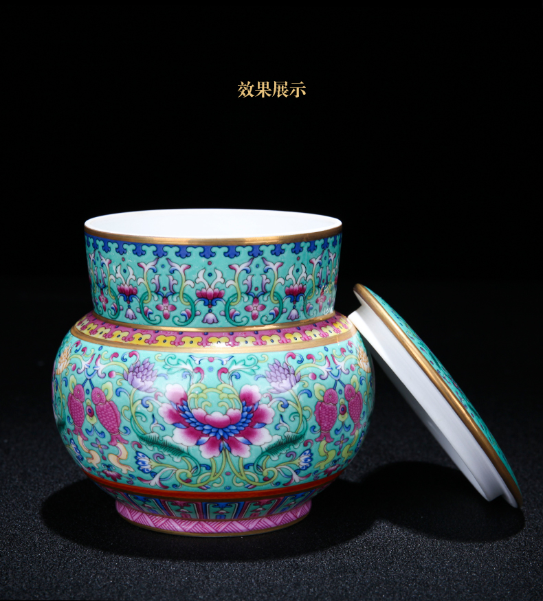 Jingdezhen ceramic see colour enamel caddy fixings of new Chinese style household snacks general storage tank decorative furnishing articles