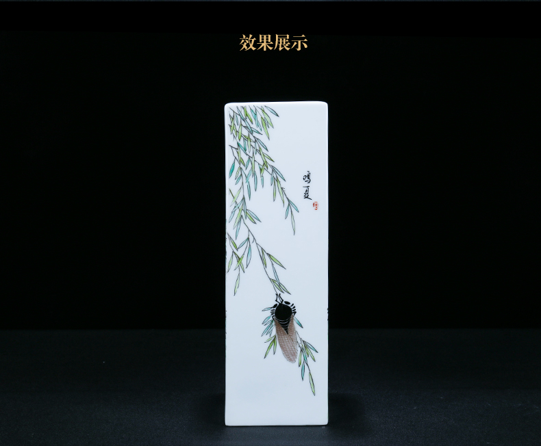 Jingdezhen ceramic manual charactizing a fine spring day square bottle decoration of new Chinese style living room a study vase furnishing articles