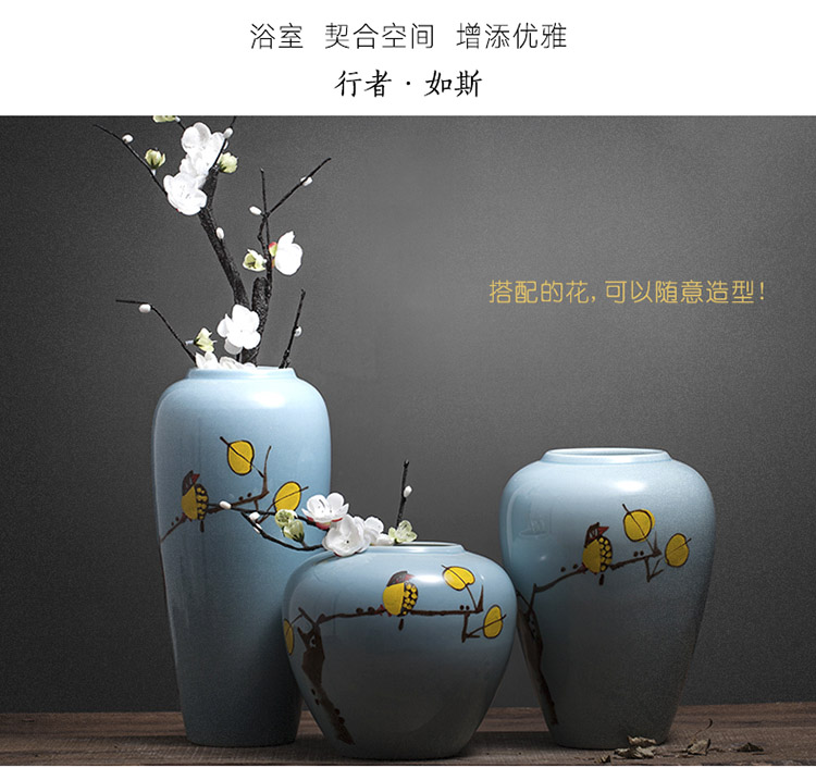 Jingdezhen ceramic painting of flowers and vase of new Chinese style living room small creative furnishing articles decoration hydroponic vase