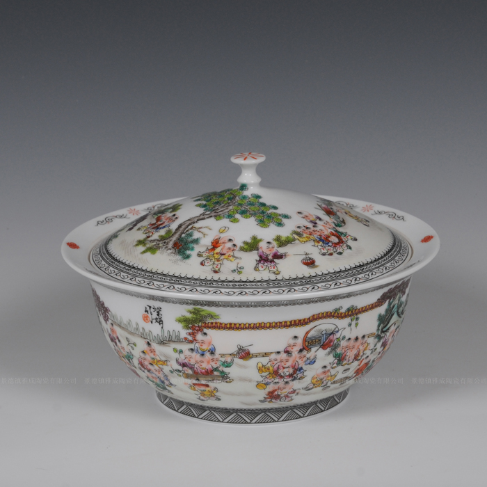 Jingdezhen ceramics tureen hand - made pastel Wang Rongjuan master of the ancient philosophers, Zhang Bingxiang hundred aspen parlance checking porcelain