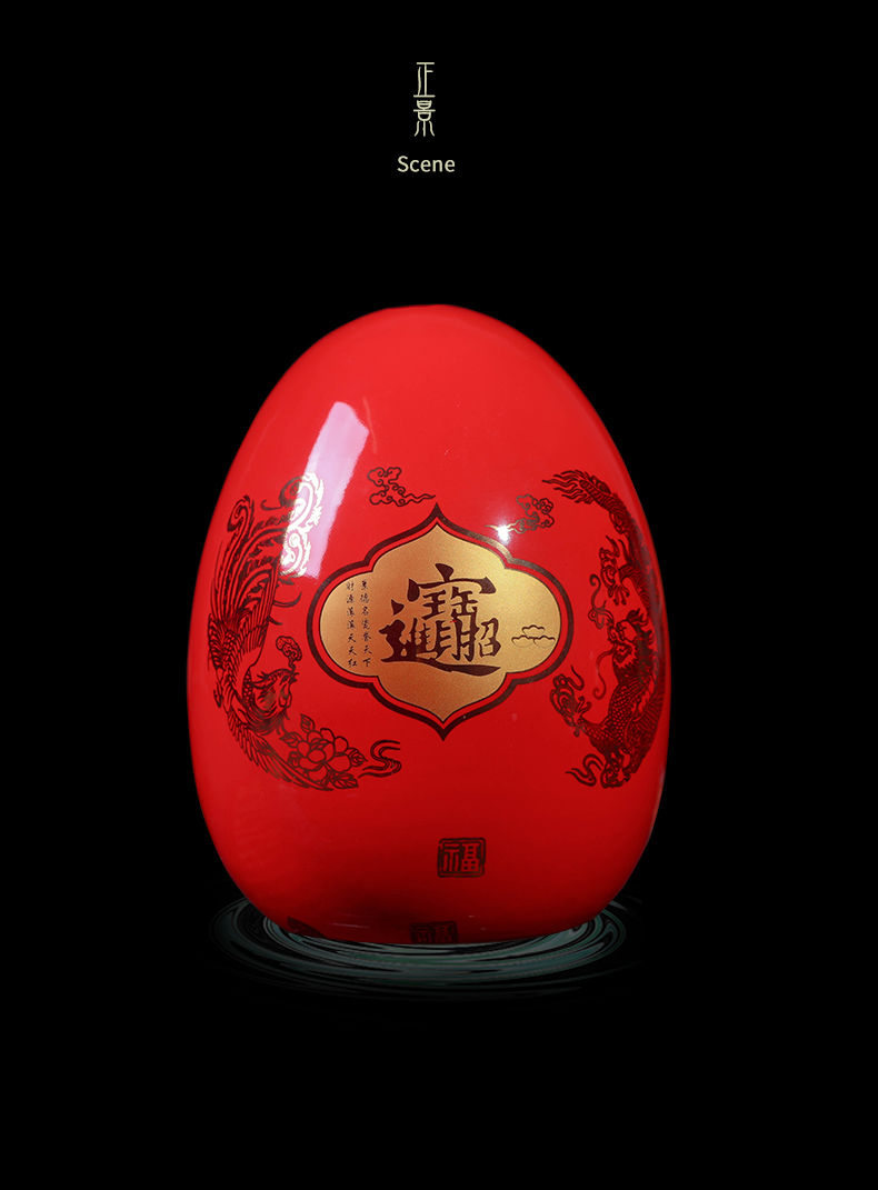 Jingdezhen ceramic rich red wine rack egg ornament act the role ofing is tasted furnishing articles of handicraft feng shui creative living room