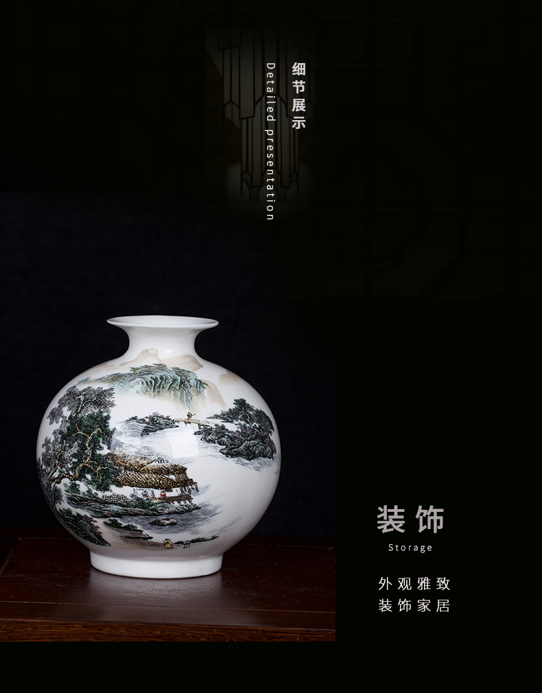 Jingdezhen ceramic landscape vase Chinese porcelain vase floret bottle porch decoration small place desktop sitting room