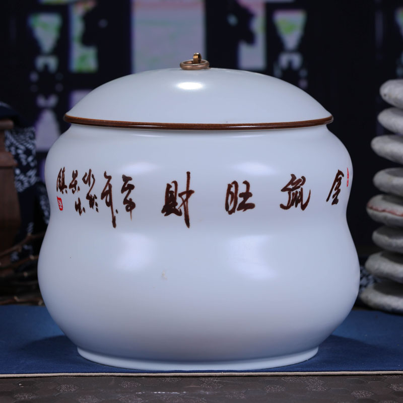 Jingdezhen ceramics hand - made tea cake box general large puer tea cake tin, white tea cake box