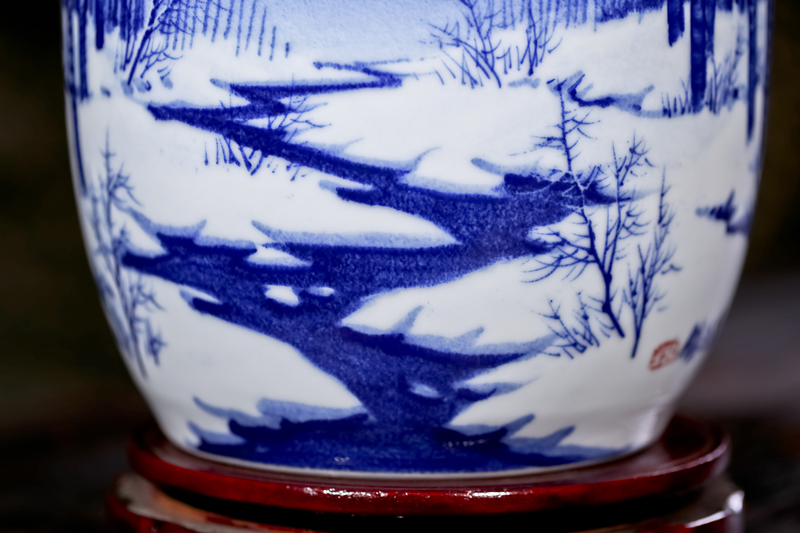 Jingdezhen ceramic hand - made vases, new Chinese style blue and white vase landed POTS to restore ancient ways waist decoration furnishing articles