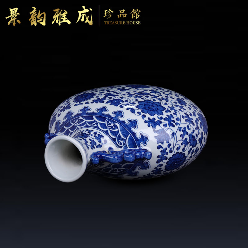 Jingdezhen ceramic sitting room porch decoration furnishing articles new Chinese blue and white porcelain vase handicraft decoration by hand