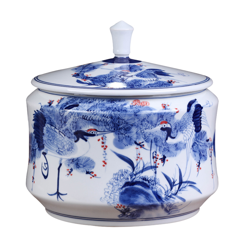 Jingdezhen ceramic seven bread pu 'er tea gift box packaging general tea caddy fixings jar airtight storage tank