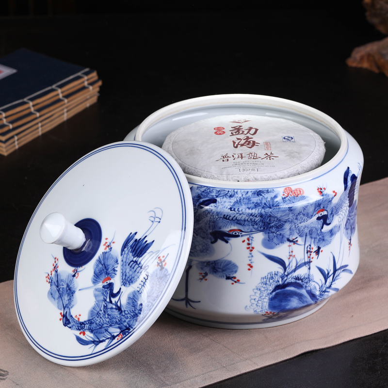 Jingdezhen ceramic seven bread pu 'er tea gift box packaging general tea caddy fixings jar airtight storage tank