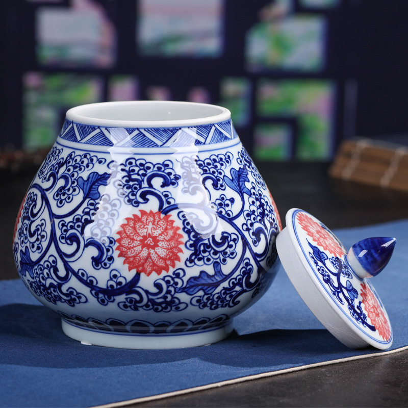 Jingdezhen ceramic seal POTS celadon storage tank household gift box packaging Er tea pot to restore ancient ways