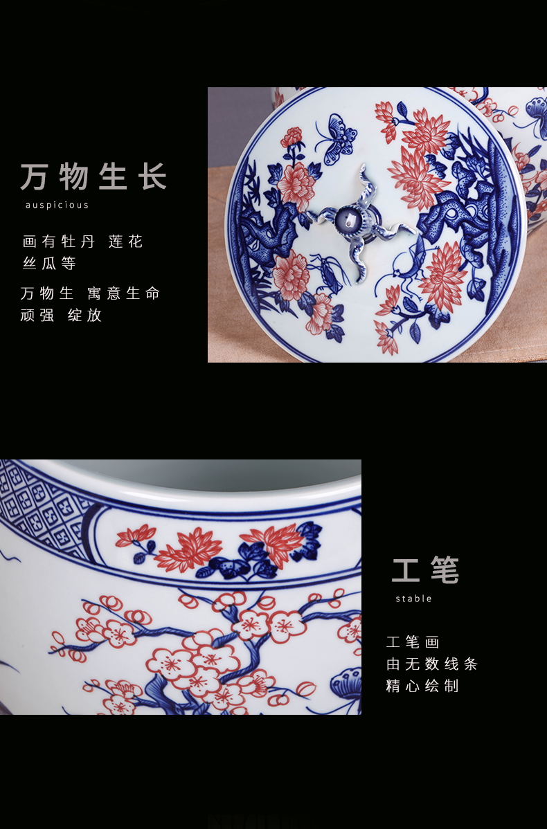 Jingdezhen blue and white youligong ceramic vase decoration restoring ancient ways furnishing articles of new Chinese style household porcelain decoration in the sitting room