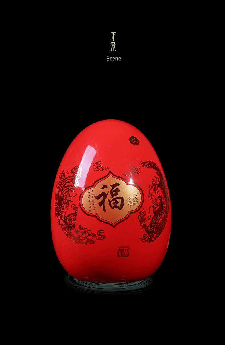 Jingdezhen ceramic rich red wine rack egg ornament act the role ofing is tasted furnishing articles of handicraft feng shui creative living room