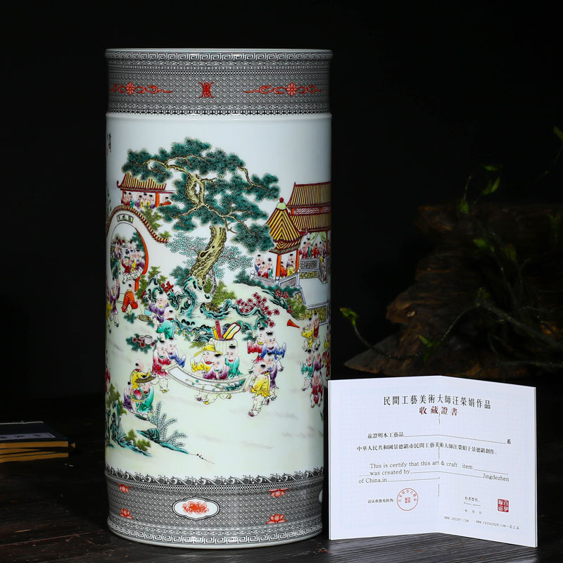 Jingdezhen ceramics master hand brush pot furnishing articles household act the role ofing is tasted creative desk of Chinese style arts and crafts