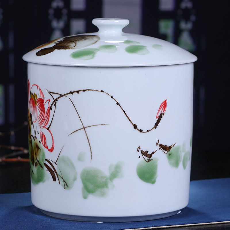 Jingdezhen ceramic large lotus tea pot tea cake tea pot moistureproof hand - made home household restoring ancient ways