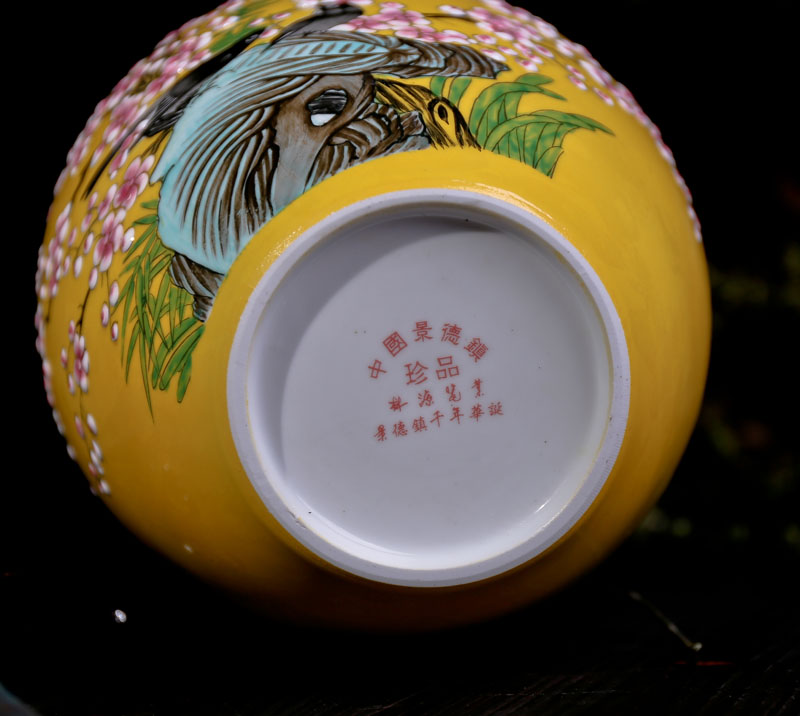 Jingdezhen ceramic hand - made vases of new Chinese style household living room TV cabinet flower arranging furnishing articles handicraft ornament