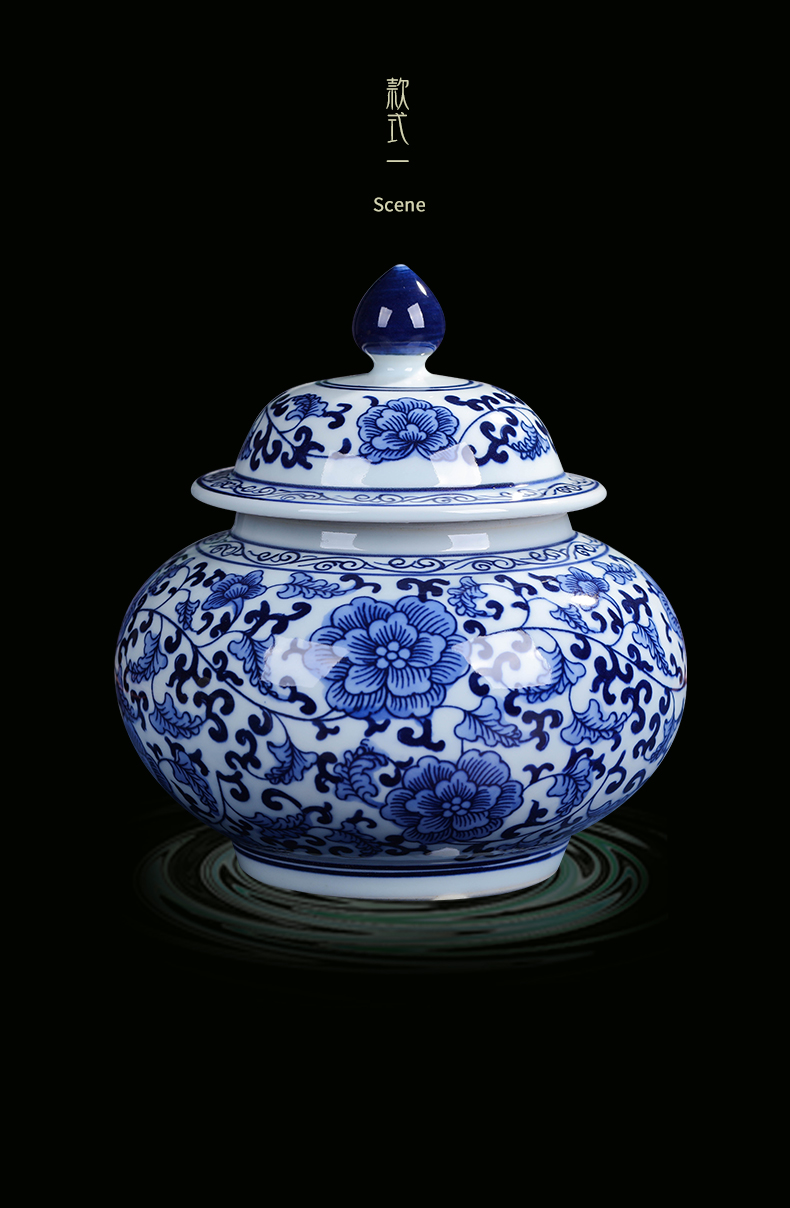 Jingdezhen ceramic POTS sub storage tank is small household caddy fixings meters can receive porcelain jar with cover