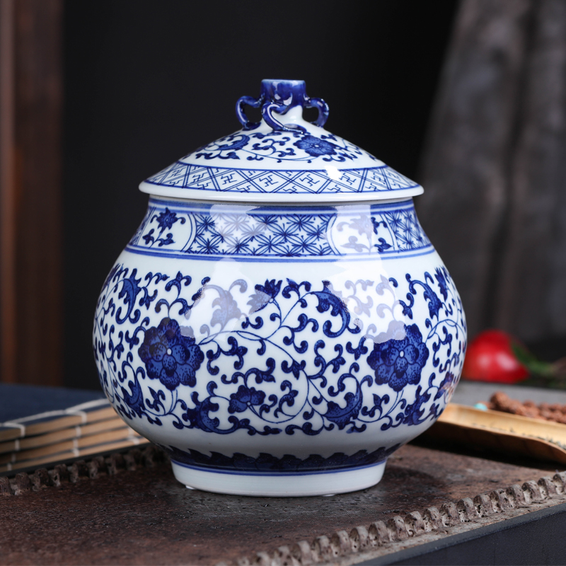 Jingdezhen ceramics in pu 'er tea pot of gift box packaging, receives seven loaves moistureproof general sealed jar of restoring ancient ways