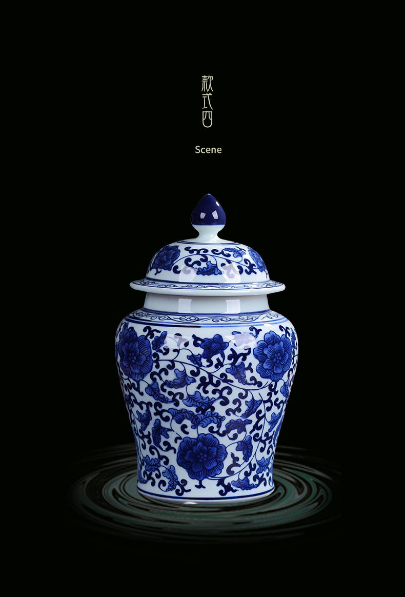 Jingdezhen ceramic POTS sub storage tank is small household caddy fixings meters can receive porcelain jar with cover