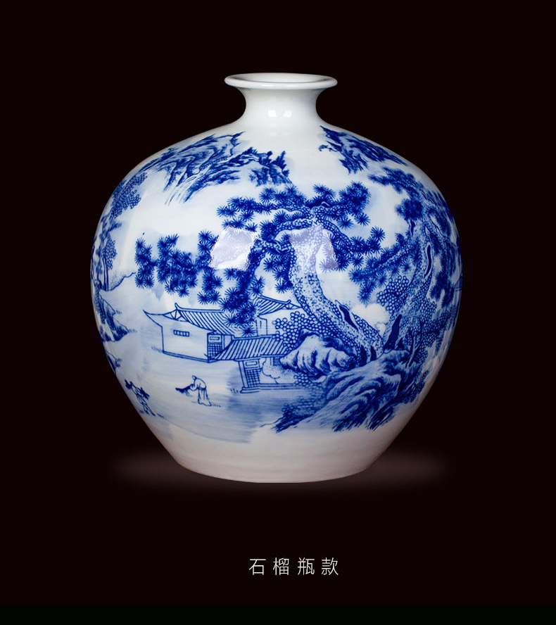 Jingdezhen blue and white landscape ceramic vase furnishing articles household act the role ofing is tasted, the sitting room porch TV ark adornment porcelain