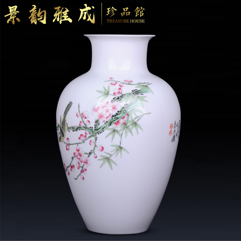 Jingdezhen ceramic hand - made name plum flower decoration vase furnishing articles of Chinese style living room TV cabinet process furnishings porcelain