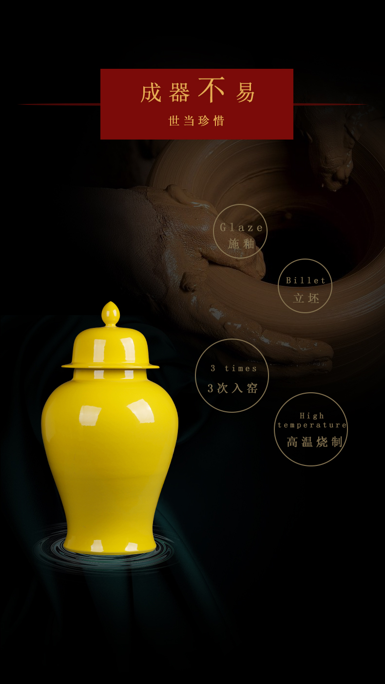 Jingdezhen ceramic yellow general tank furnishing articles furnishing articles act the role ofing is tasted household bedroom creative Chinese arts and crafts