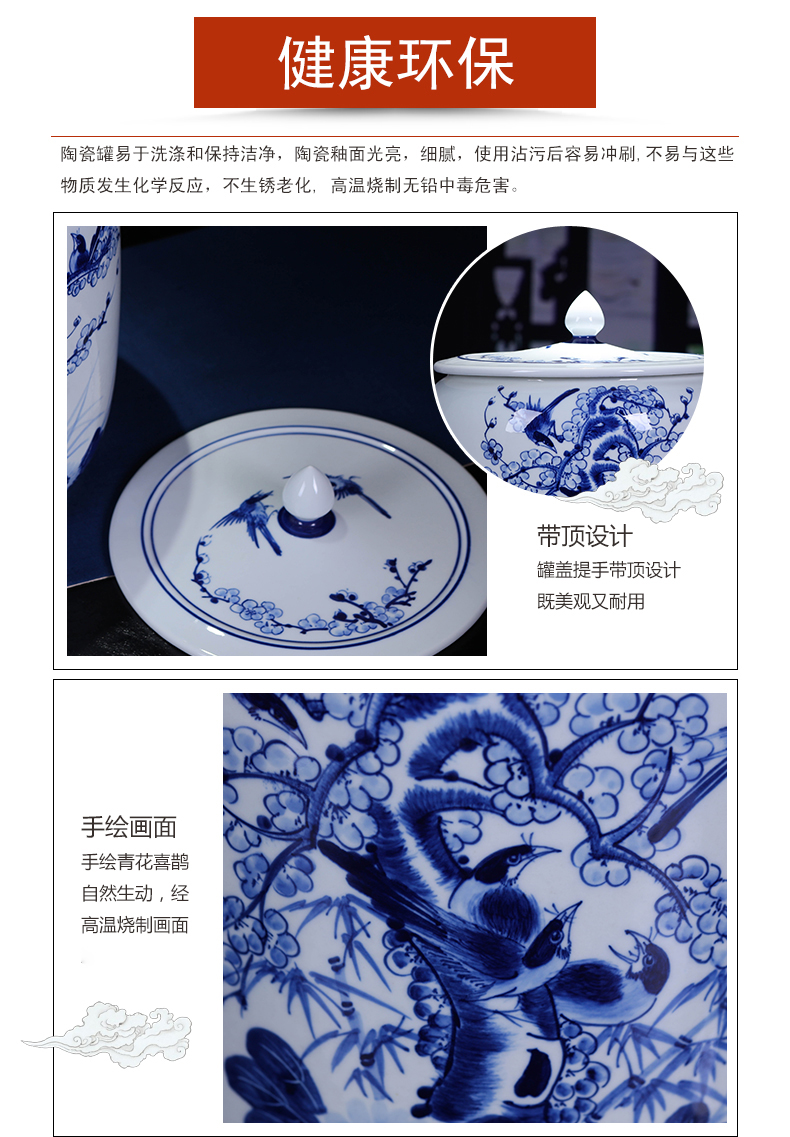 Jingdezhen ceramic hand - made pay-per-tweet tea pot large puer tea cake tea cake cylinder seal box