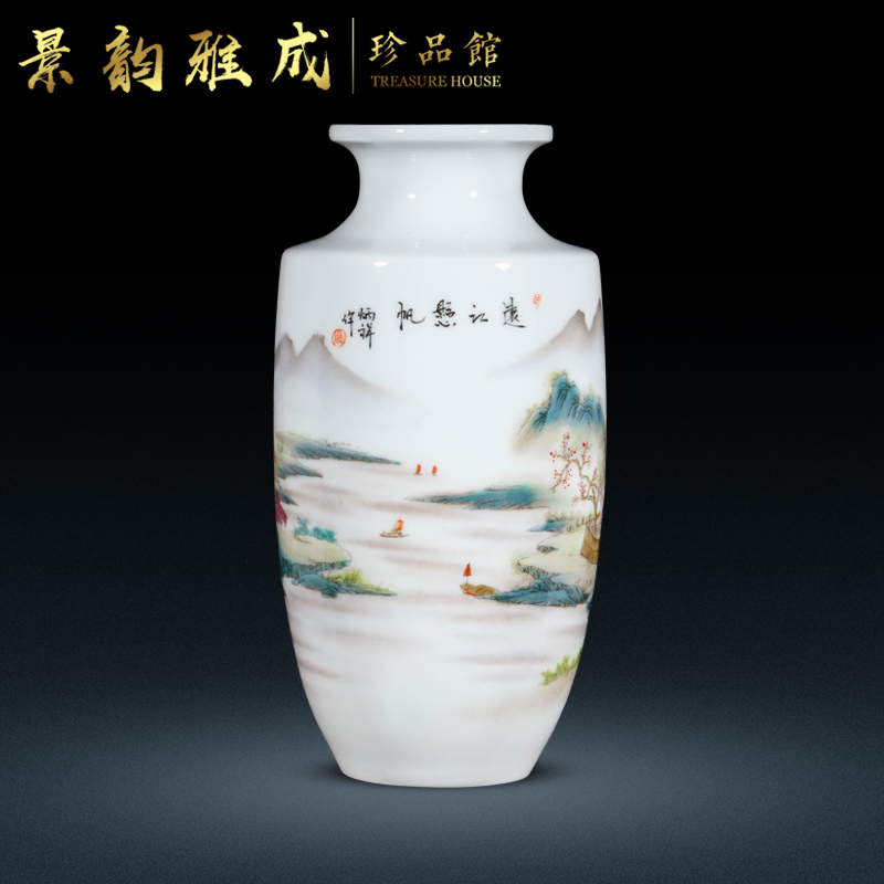 Jingdezhen ceramic hand - made far jiang hang sail flower vase furnishing articles sitting room rich ancient frame craft gift ornament