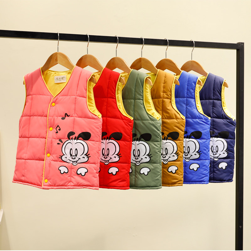 Child waistcoat Waistcoat Spring Autumn Wear 2021 Girl Waistcoat Thickened Warm Cotton Vest Big Boy Autumn Boy Inside wearing waistcoat