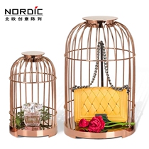 High-end clothing store womens shoe cabinet bag window display display rack shelf shoe bag rack cabinet bird cage window display