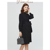 Pregnant women bottoming in and connecting dresses fashion models 2021 spring new spicy mom pregnant women polka dot Hepburn style dress