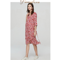 Large size nursing dress summer outing dress pregnant woman floral French bellflower dress summer long dress over the knee