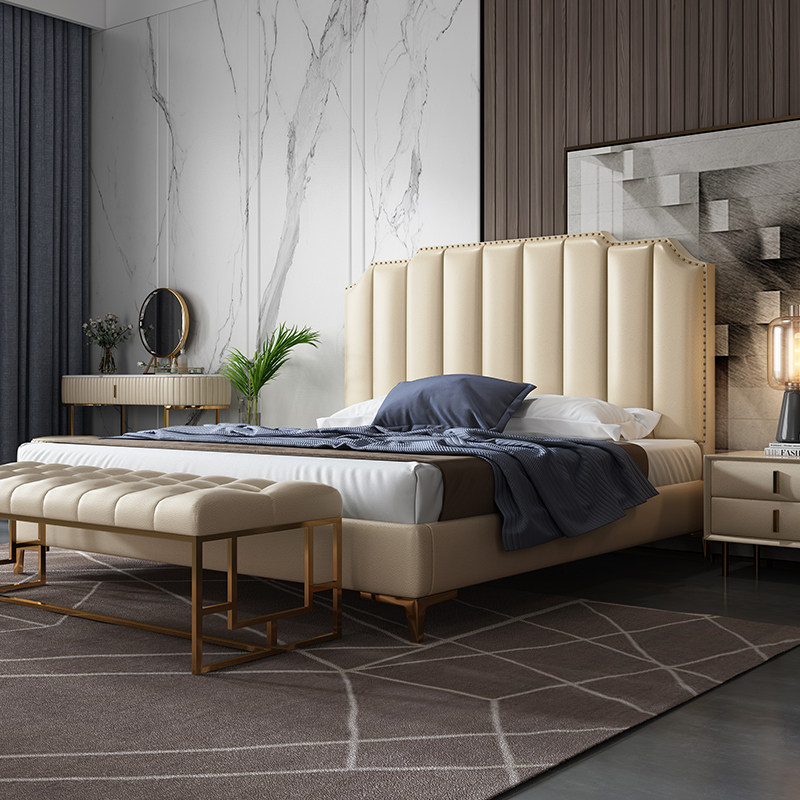 Ah Noo Dynasty solid wood furniture bed solid wood double bed solid wood modern simple master bedroom high-grade 1 5 meters bed 1 8 meters