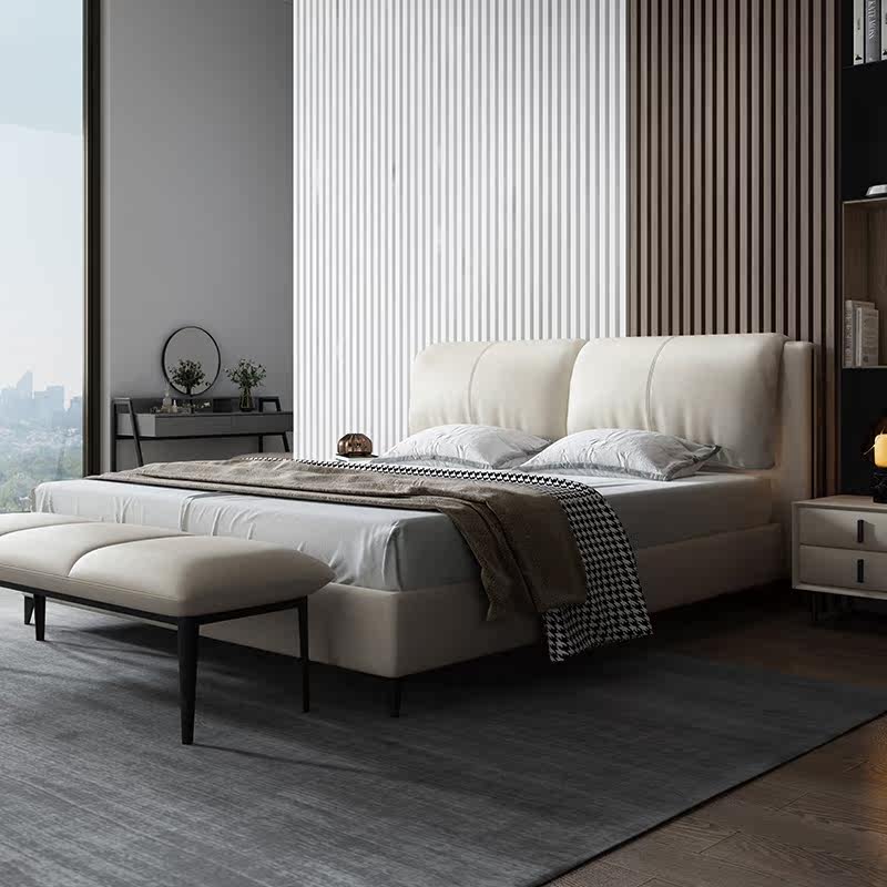 Modern simple creative 1 5 m girl bed Korean bedroom princess single bed Nordic simple master bedroom solid wood bed