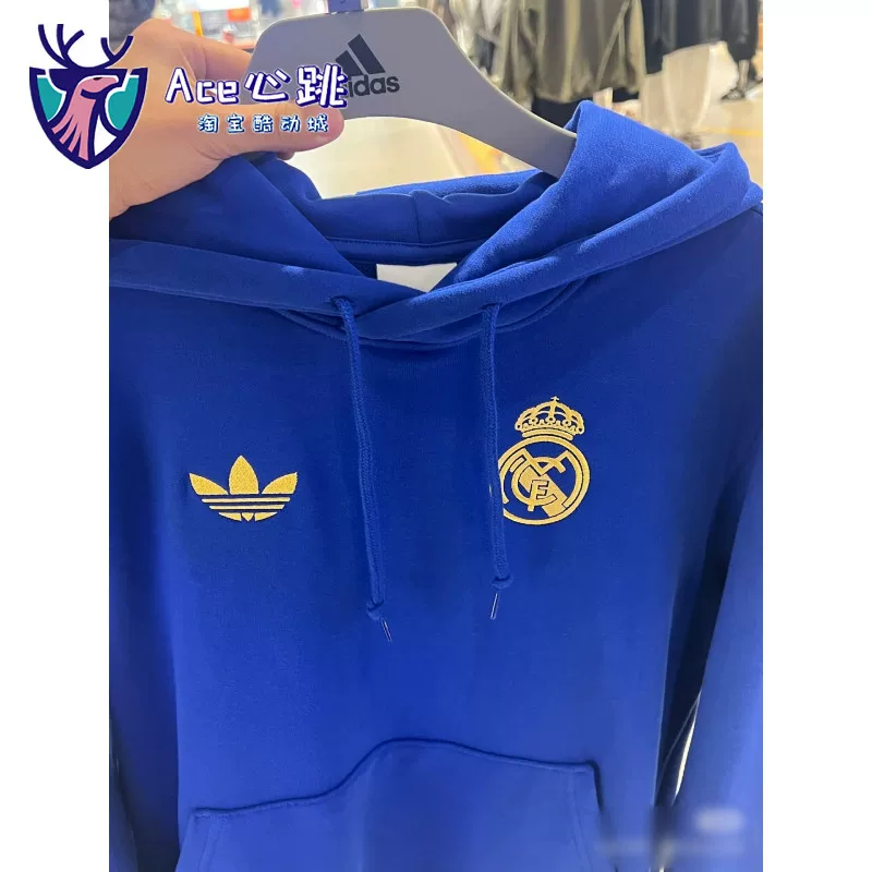 Худи с капюшоном Adidas/Clover Real Madrid RMCF, повседневная кофта, синий JZ2237