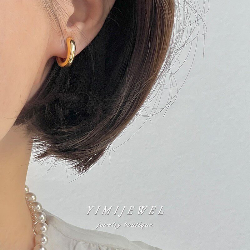 YIMIJEWELL Brief Joins Wind ear clip No earlyhole Female superior temperament South Korea Anti-sensitive ear pin small crowdsourced design