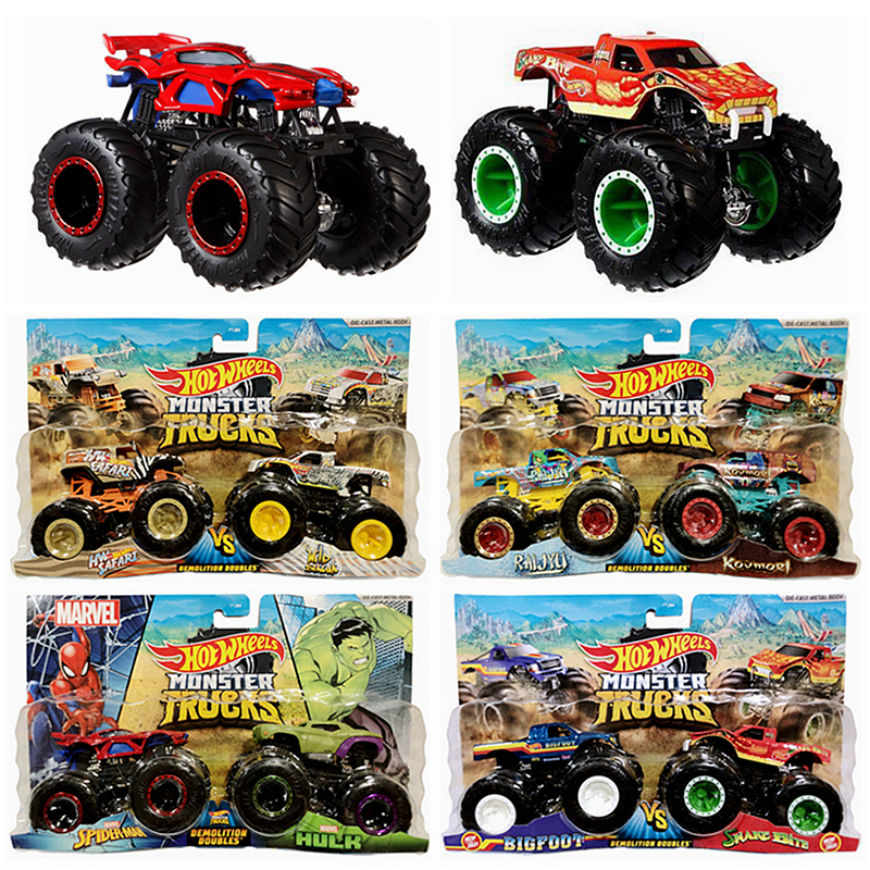 Hot Wheels Wild Bigfoot Two-Pack Children's Alloy Sliding Monster Truck Off-Road Truck Collectible Toy Car